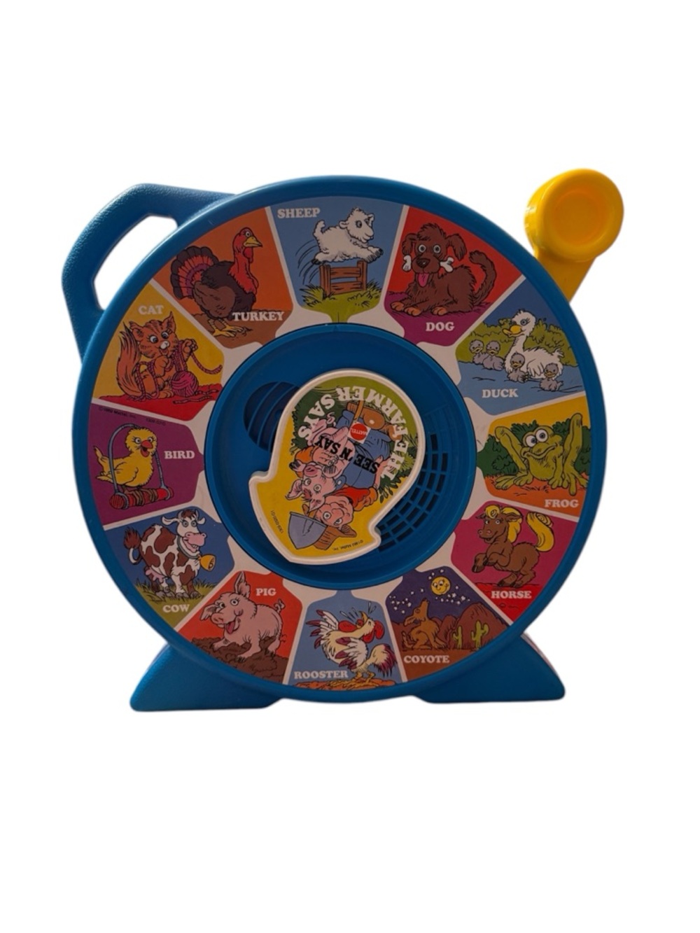 Vintage 1989 Mattel Blue and Yellow Animal Sound Wheel Learning Toy - Picture 1 of 3